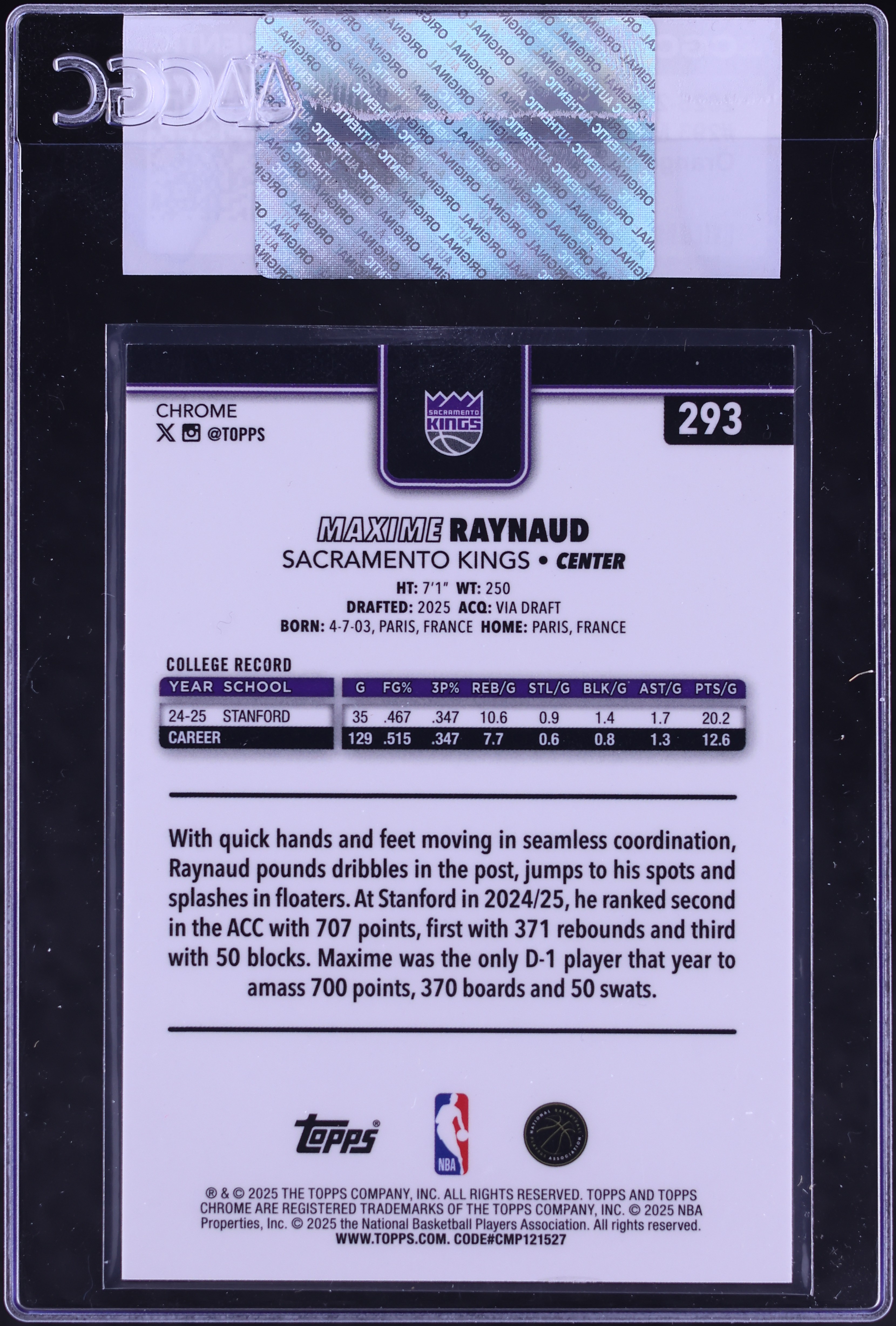 2025 Topps Chrome Orange Geometric Refractor Maxime Raynaud ROOKIE 