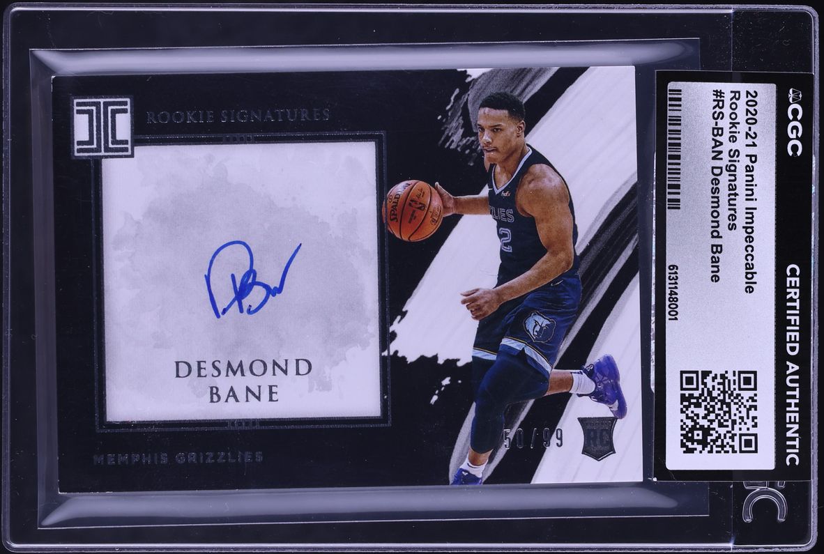2020 Panini Impeccable Signatures Desmond Bane ROOKIE AUTO /99 #RS-BAN CGC AUTH