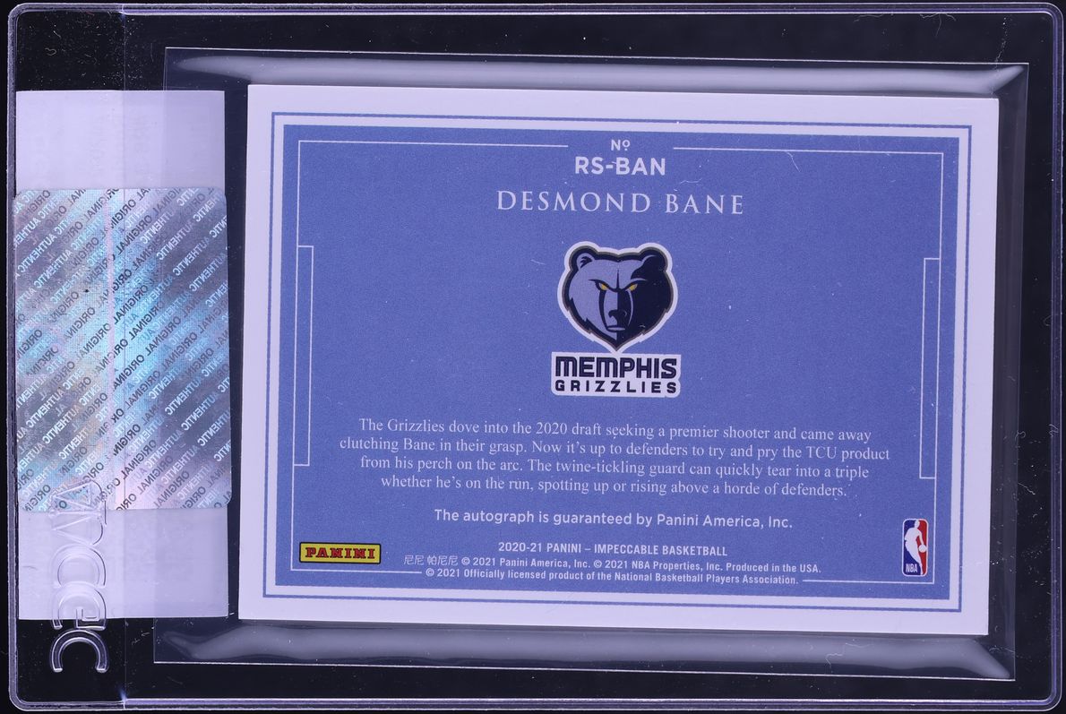2020 Panini Impeccable Signatures Desmond Bane ROOKIE AUTO /99 #RS-BAN CGC AUTH