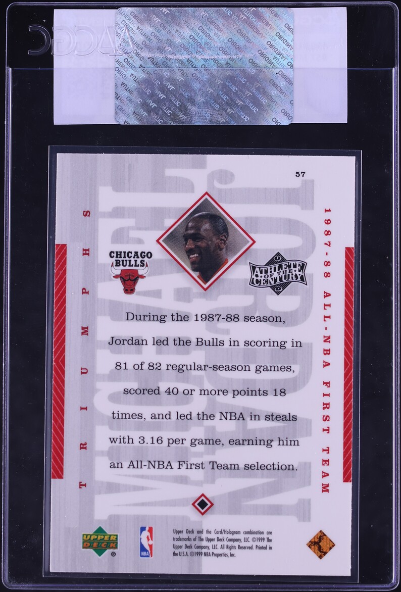 1999 UD MJ Athlete Of The Century Michael Jordan #57 CGC AUTH