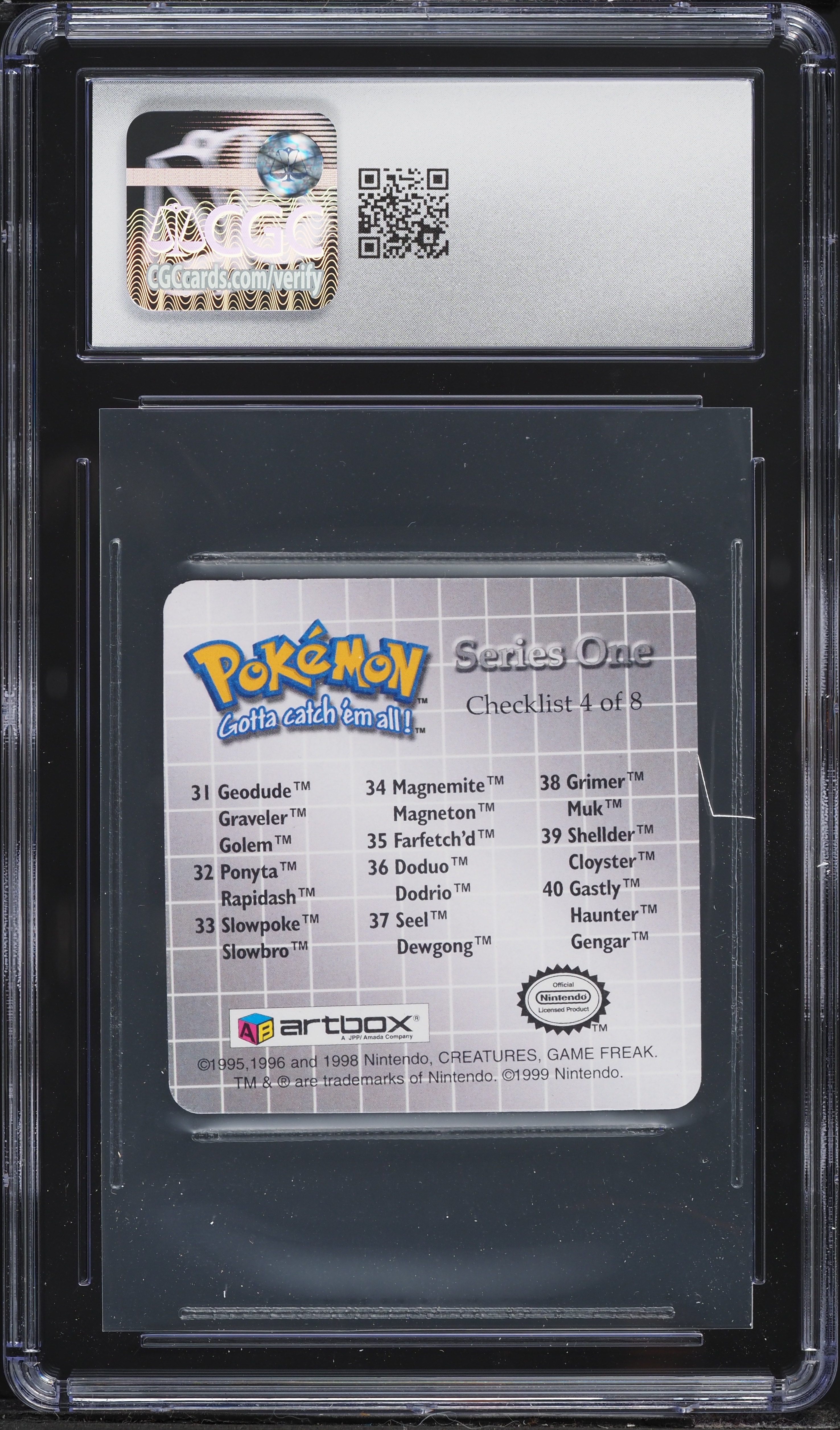 1999 Pokemon Artbox Action Flipz Series 1 Gengar Evolutionary Line