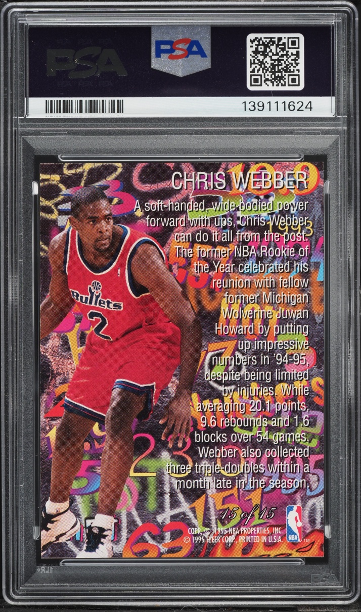 1995 Flair Hot Numbers Chris Webber #15 PSA 9 MINT