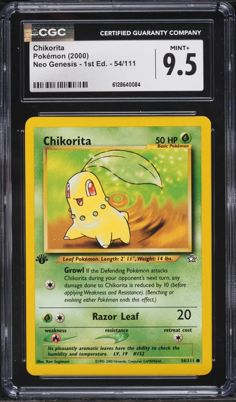 2000 Pokemon Neo Genesis 1st Edition Chikorita #54 CGC 9.5 MINT+