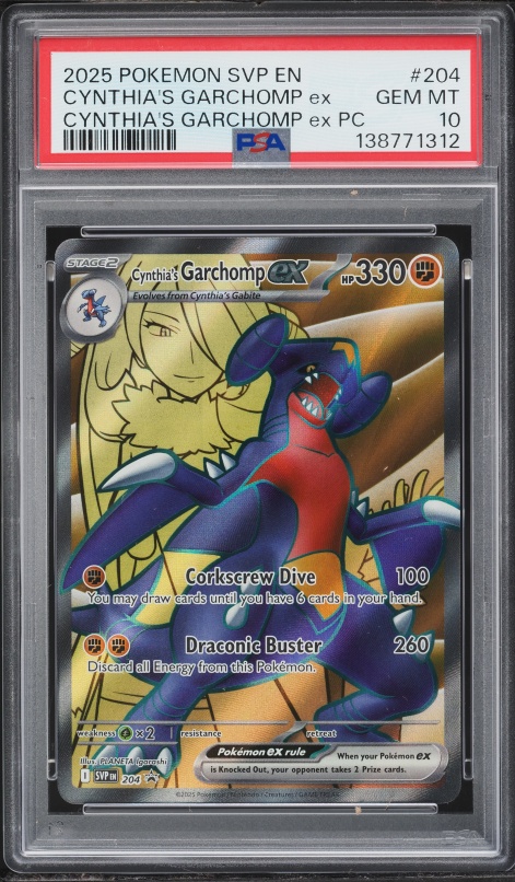 2025 Pokemon Scarlet & Violet Promo Full Art Cynthia's Garchomp ex #204 PSA 10 GEM MINT
