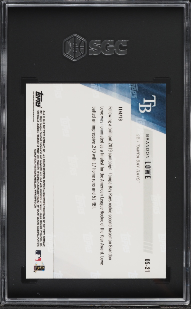 2019 Topps Now Offseason Brandon Lowe ROOKIE #OS-21 SGC 9 MINT