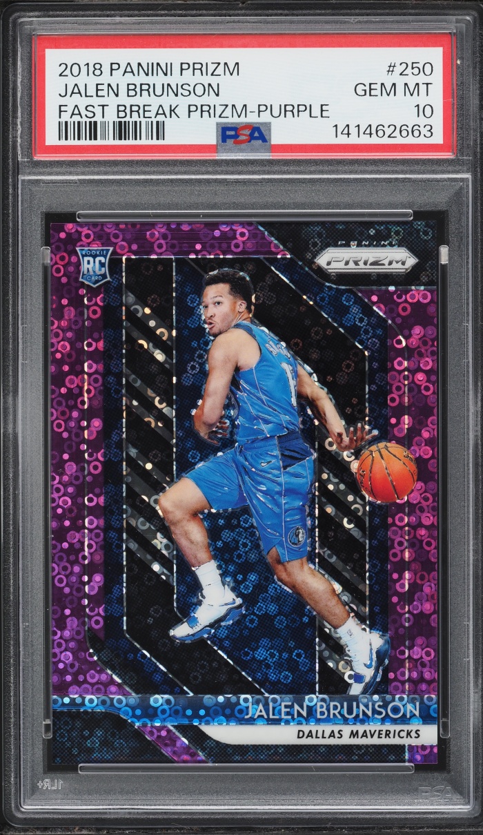 2018 Panini Prizm Fast Break Purple Jalen Brunson ROOKIE /75 #250 PSA 10 GEM MINT