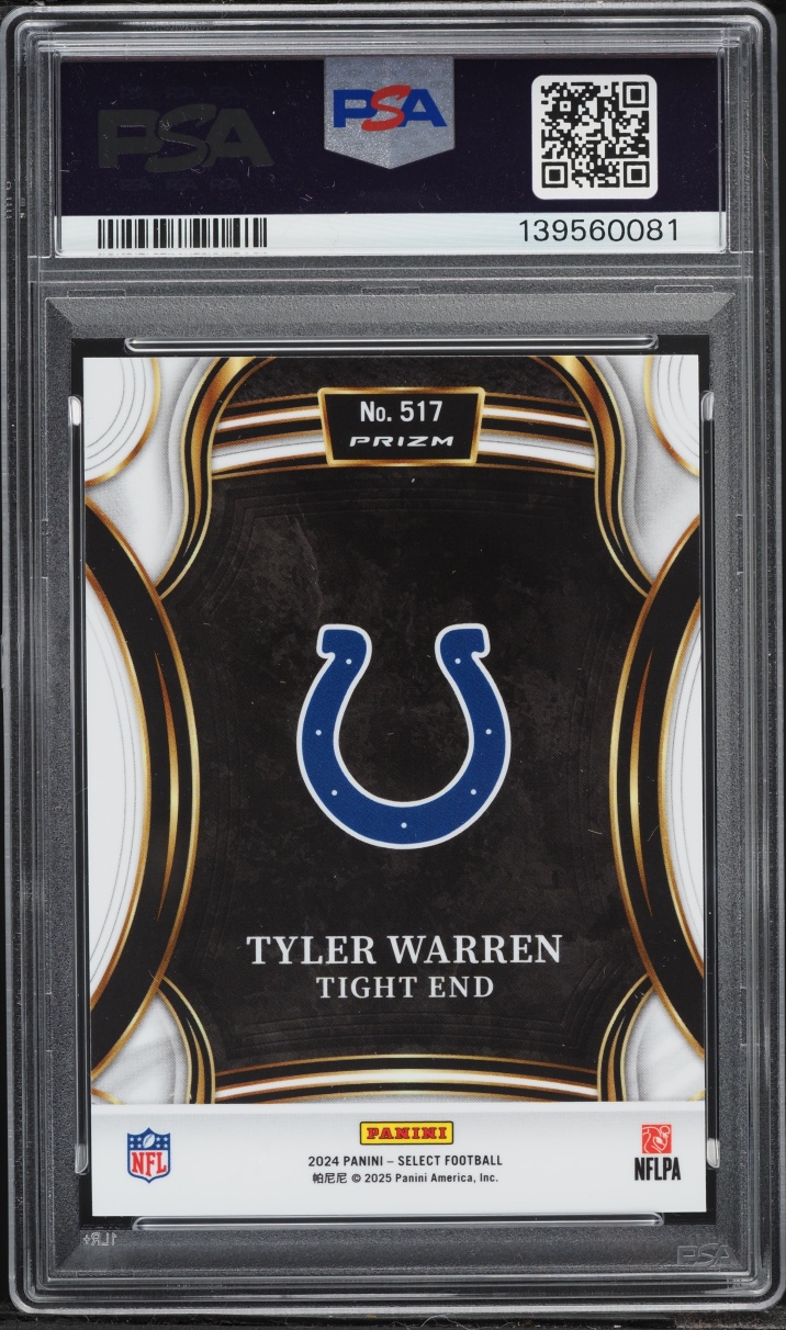 Tyler Warren HYDRODYNAMIC（サイン、シリアルNO入） 2024 Select XRC Tyler Warren ROOKIE #517 PSA 9 MINT on Fanatics