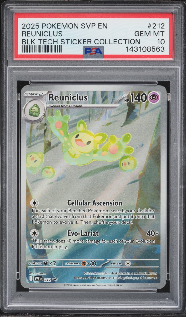 2025 Pokemon SV Promo Black Bolt Tech Sticker Alt Art Reuniclus #212 PSA 10 GEM MINT