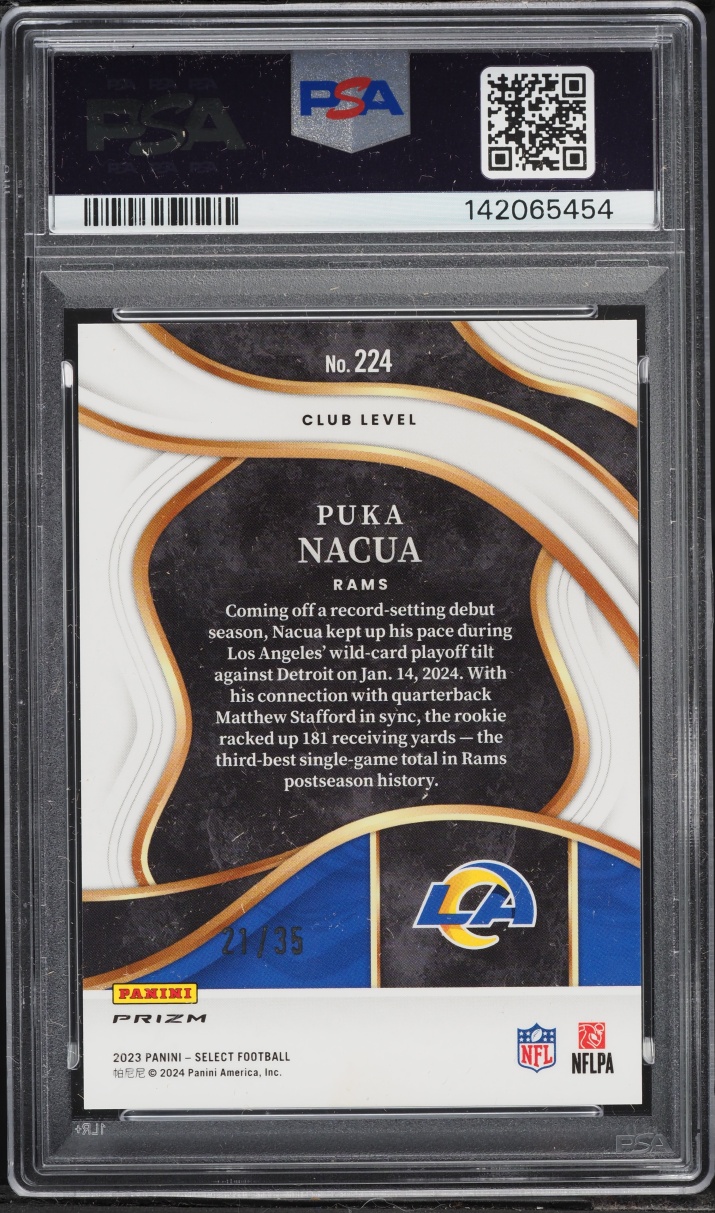 2023 Select Club Level White Prizm Puka Nacua ROOKIE /35 #224 PSA 10 GEM MINT
