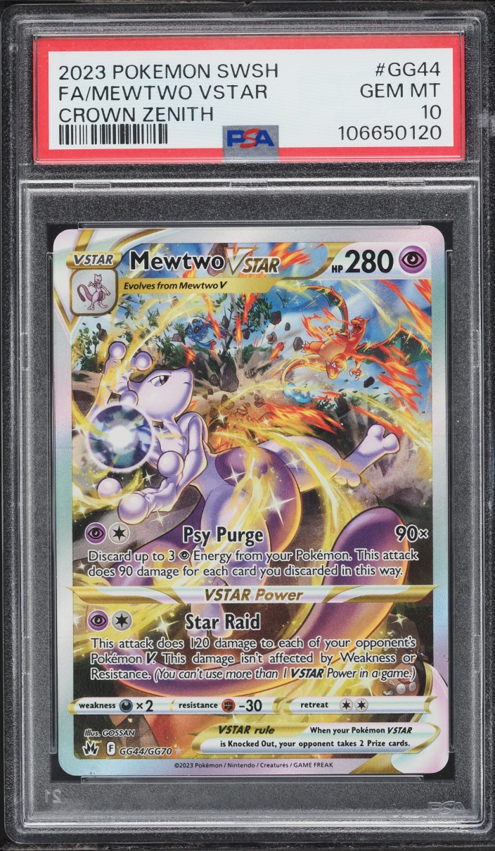 2023 Pokemon Sword & Shield Crown Zenith Full Art Mewtwo VSTAR #GG44 PSA 10 GEM MINT