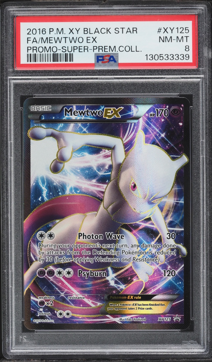 2016 Pokemon XY Black Promo Premium Collection Full Art Mewtwo EX #XY125 PSA 8 NM-MT