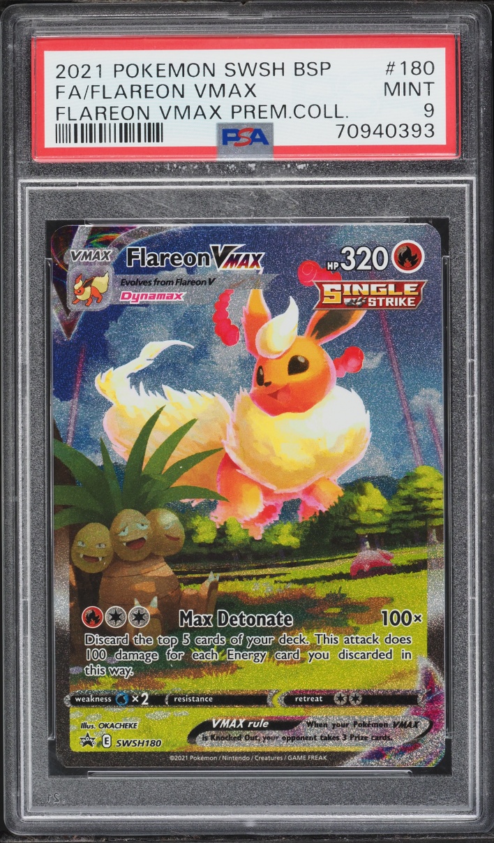 2021 Pokemon Sword & Shield Promo Premium Collection Full Art Flareon VMAX #180 PSA 9 MINT