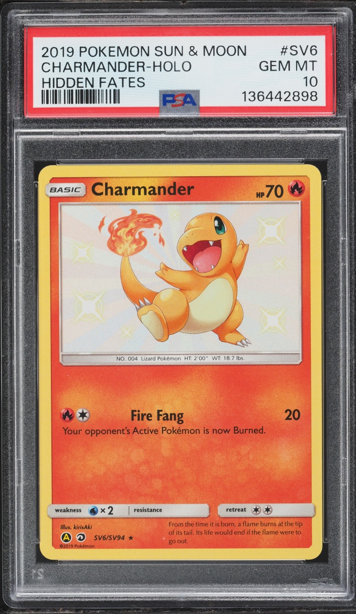 2019 Pokemon Sun & Moon Hidden Fates Shiny Charmander #SV6 PSA 10 GEM MINT