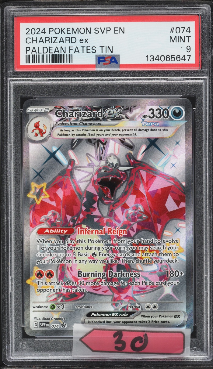 2024 Pokemon Scarlet & Violet Promo Paldean Fates Full Art Shiny Charizard ex #74 PSA 9 MINT