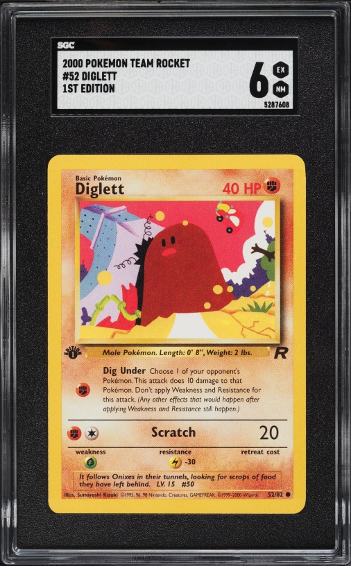 2000 Pokemon Team Rocket 1st Edition Diglett #52 SGC 6 EXMT