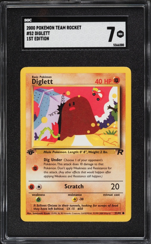 2000 Pokemon Team Rocket 1st Edition Diglett #52 SGC 7 NRMT