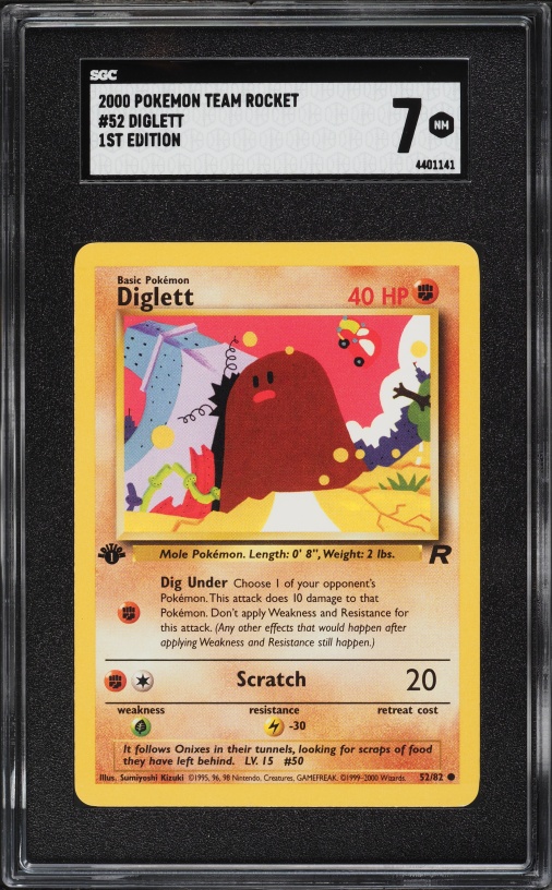 2000 Pokemon Team Rocket 1st Edition Diglett #52 SGC 7 NRMT