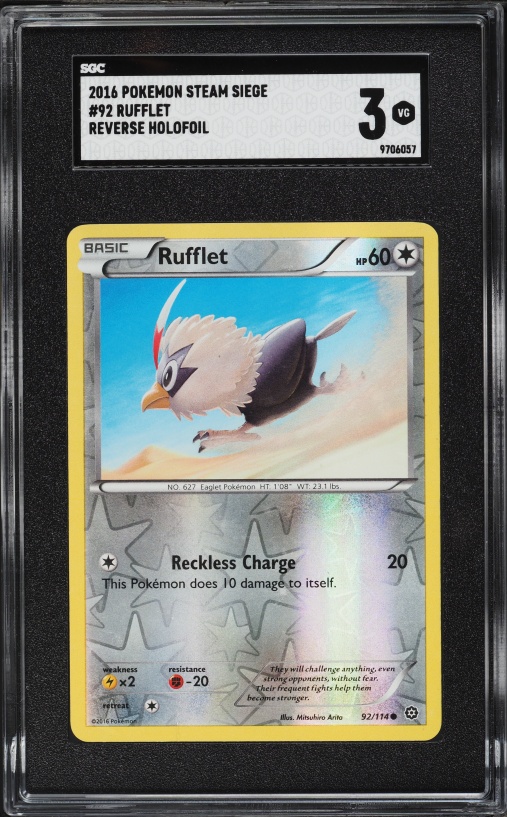 2016 Pokemon Steam Siege Reverse Holofoil Rufflet #92 SGC 3 VG