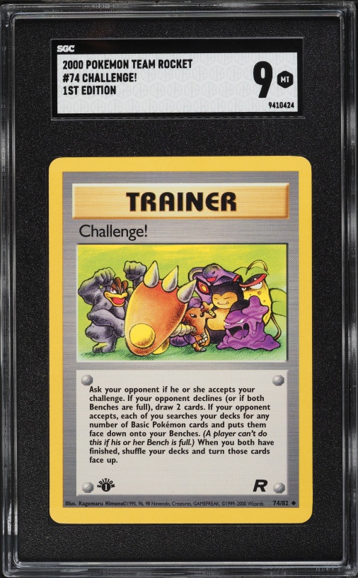 2000 Pokemon Team Rocket 1st Edition Challenge! #74 SGC 9 MINT
