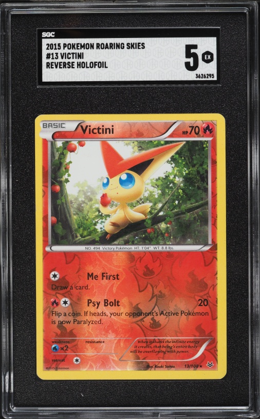 2015 Pokemon Roaring Skies Reverse Holofoil Victini #13 SGC 5 EX