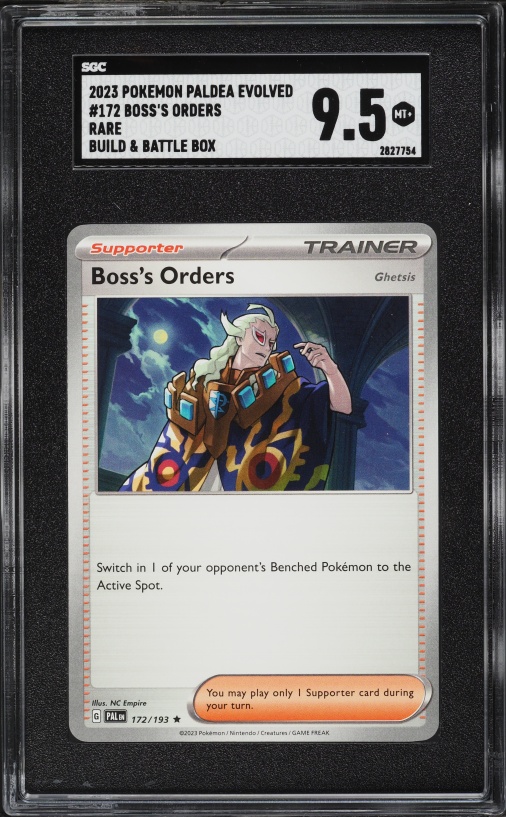 2023 Pokemon SV Paldea Evolved Rare Build & Battle Box Boss's Orders #172 SGC 9.5 MINT+