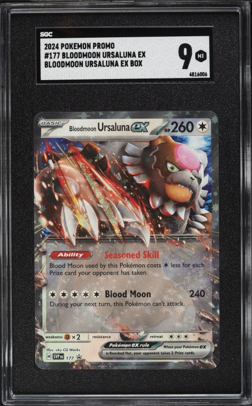 2024 Pokemon Promo Bloodmoon Ursaluna Ex Box Bloodmoon Ursaluna Ex #177 SGC 9 MINT