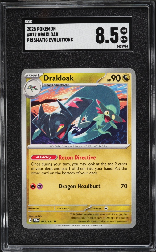 2025 Pokemon Scarlet & Violet Prismatic Evolutions Drakloak #072 SGC 8.5 NM-MT+