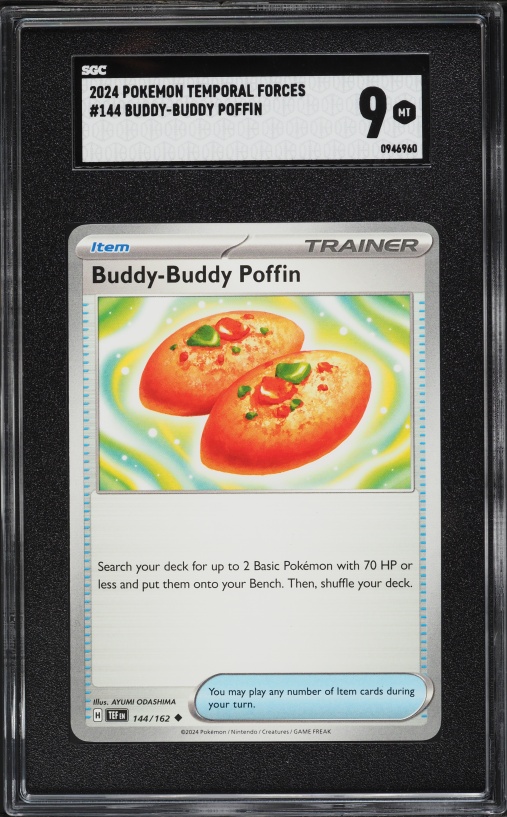 2024 Pokemon Scarlet & Violet Temporal Forces Buddy-Buddy Poffin #144 SGC 9 MINT
