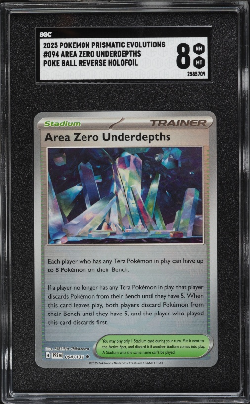 2025 Pokemon SV Prismatic Evolutions Poke Ball Reverse Holofoil Area Zero Underdepths #94 SGC 8