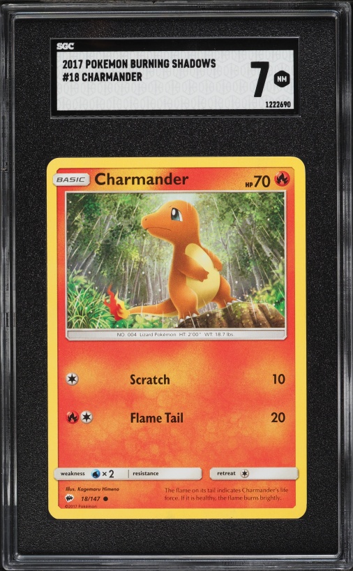 2017 Pokemon Sun & Moon Burning Shadows Charmander #18 SGC 7 NRMT