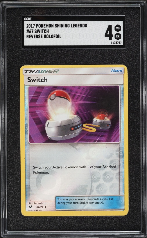 2017 Pokemon Sun & Moon Shining Legends Reverse Holofoil Switch #67 SGC 4 VGEX