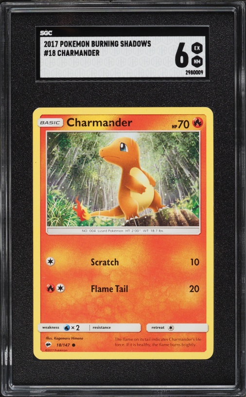 2017 Pokemon Sun & Moon Burning Shadows Charmander #18 SGC 6 EXMT