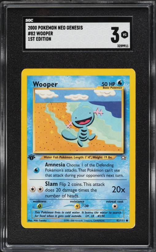 wooper pokemon card (Pulsing Aura #38/234, 1-Diamond) Water Rarity Wooper (AOR 38) Ancient Origins