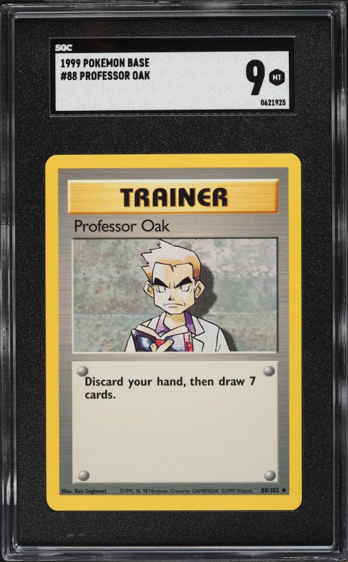 1999 Pokemon Base Set Shadowless 1st Edition Professor Oak #88 SGC 9 MINT