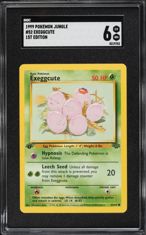 exeggcute pokemon card value Grass Colorless Ram (10) Grass Exeggcute 52/64 First Edition ERROR