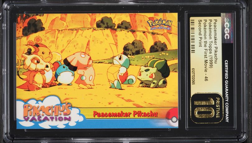 pokemon the first movie pikachu card value 1999 Topps Pokemon The First Movie First Print Peacemaker Pikachu #46 CGC  10 GEM MINT on Fanatics Collect