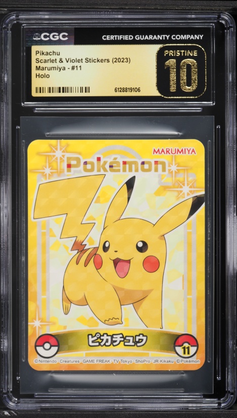 2023 Pokemon Japanese Scarlet & Violet Stickers Marumiya Holo Pikachu #11 CGC 10 PRISTINE