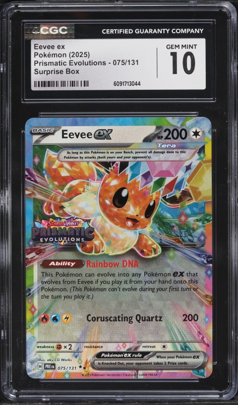 2025 Pokemon Scarlet & Violet Prismatic Evolutions Surprise Box Eevee ex #75 CGC 10 GEM MINT