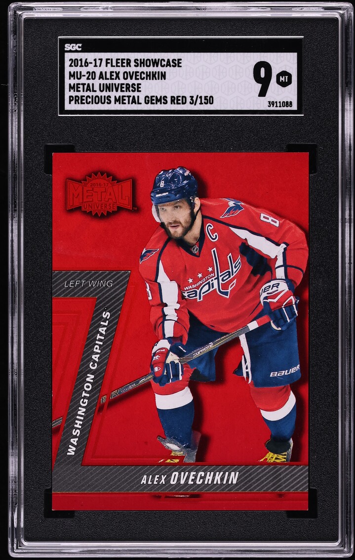 2016 Fleer Showcase Metal Universe Precious Metal Gems Red Alex Ovechkin /150 #MU-20 SGC 9 MINT