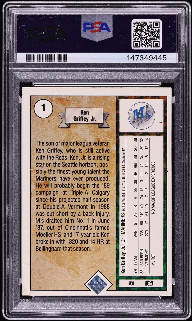 1989 Upper Deck Ken Griffey Jr. ROOKIE #1 PSA 1 PR