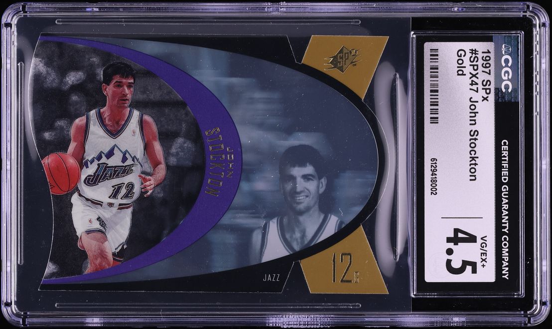 1997 SPx Gold Die-Cut John Stockton #SPX47 CGC 4.5 VGEX+