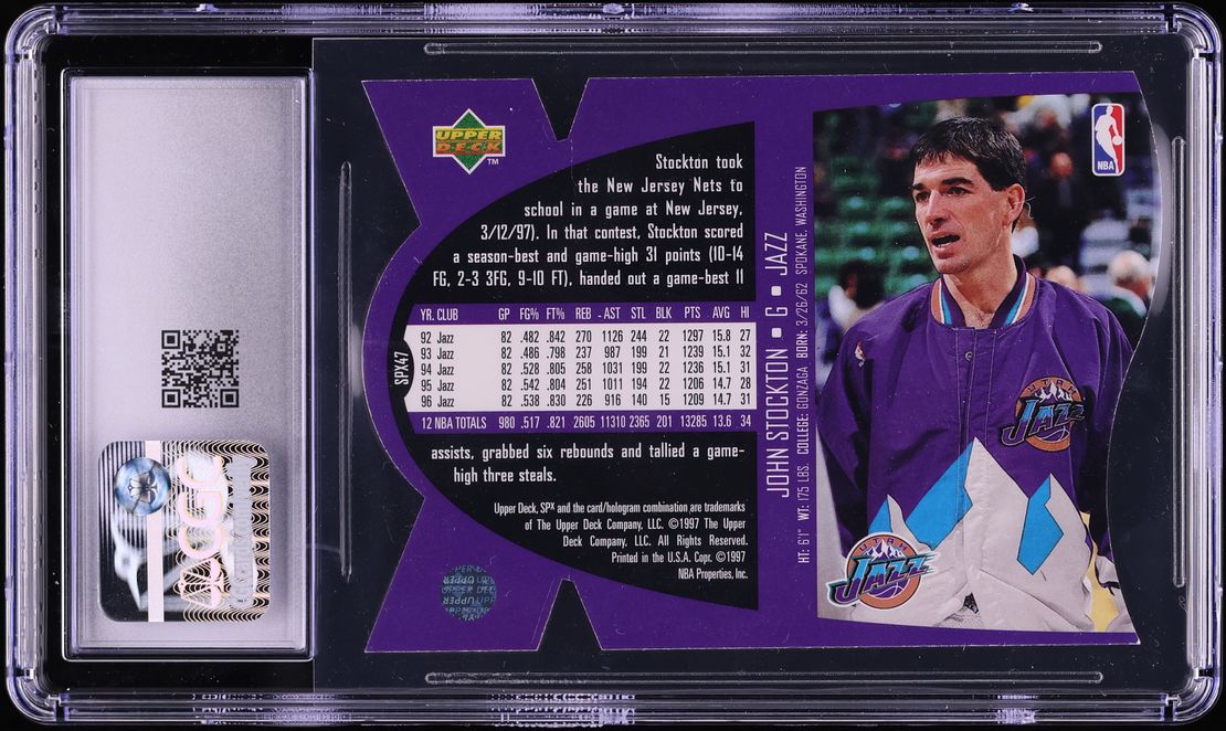 1997 SPx Gold Die-Cut John Stockton #SPX47 CGC 4.5 VGEX+