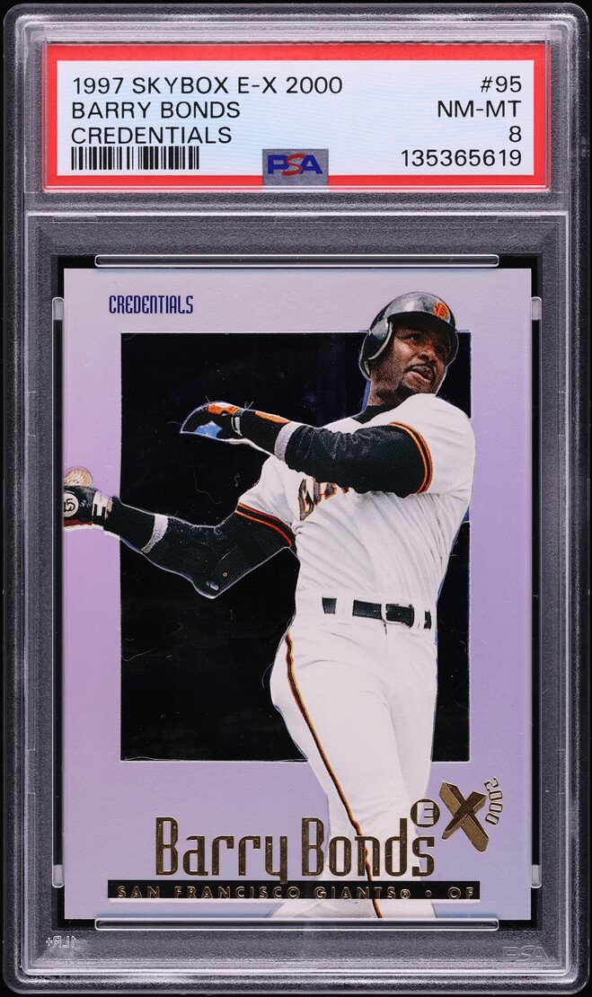 1997 Skybox E-X2000 Credentials Barry Bonds /299 #95 PSA 8 NM-MT