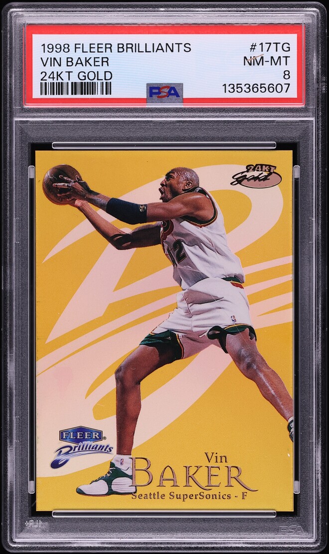 1998 Fleer Brilliants 24kt Gold Vin Baker /24 #17TG PSA 8 NM-MT