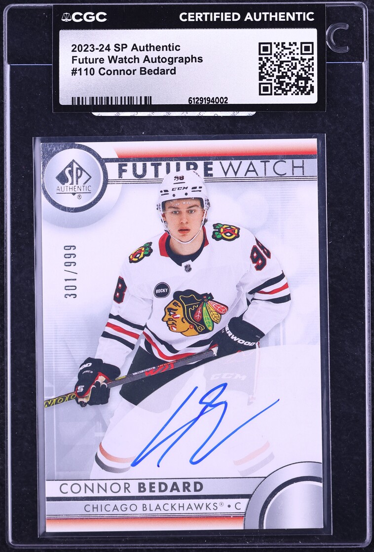 2023 SP Authentic Future Watch Connor Bedard ROOKIE AUTO /999 #110 CGC AUTH