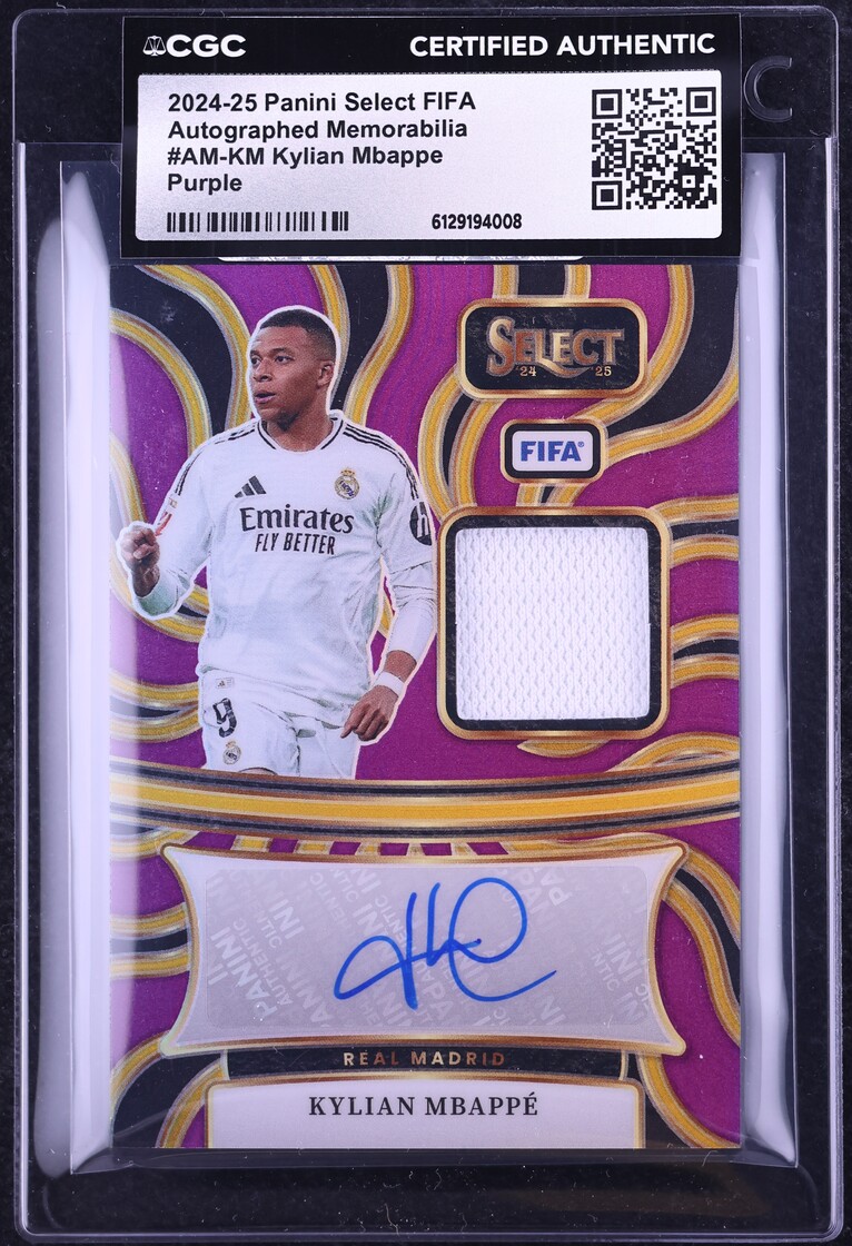 2024 Select FIFA Purple Prizm Kylian Mbappe PATCH AUTO /49 #AM-KM 