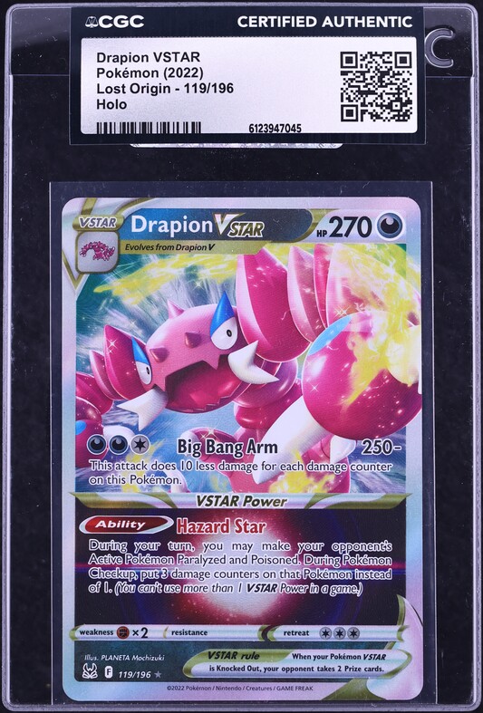 2022 Pokemon Sword & Shield Lost Origin Holo Drapion VSTAR #119 CGC AUTH