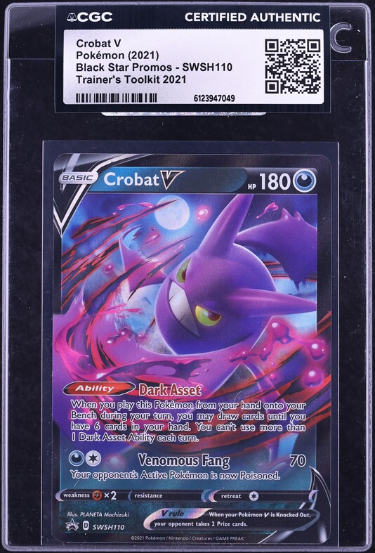 2021 Pokemon Black Star Promos Trainer's Toolkit Crobat V #SWSH110 CGC AUTH