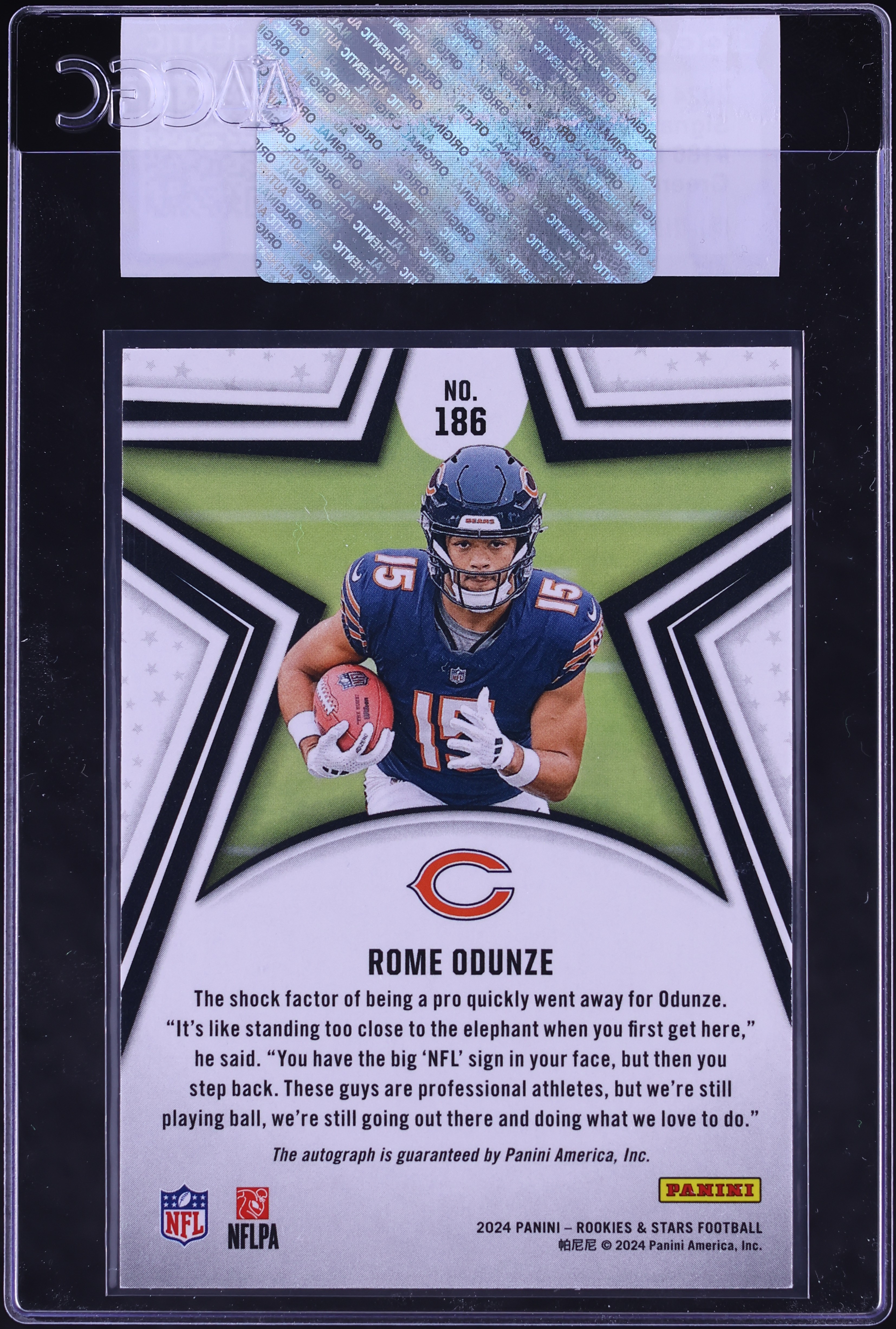 2024 Panini Rookies & Stars Green Rome Odunze ROOKIE AUTO /5 #186