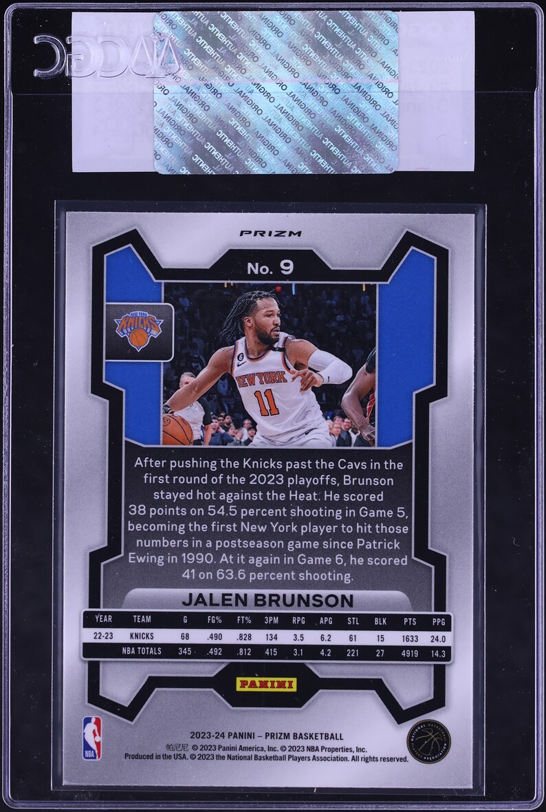 2023 Panini Prizm Orange Ice Prizm Jalen Brunson #9 CGC AUTH